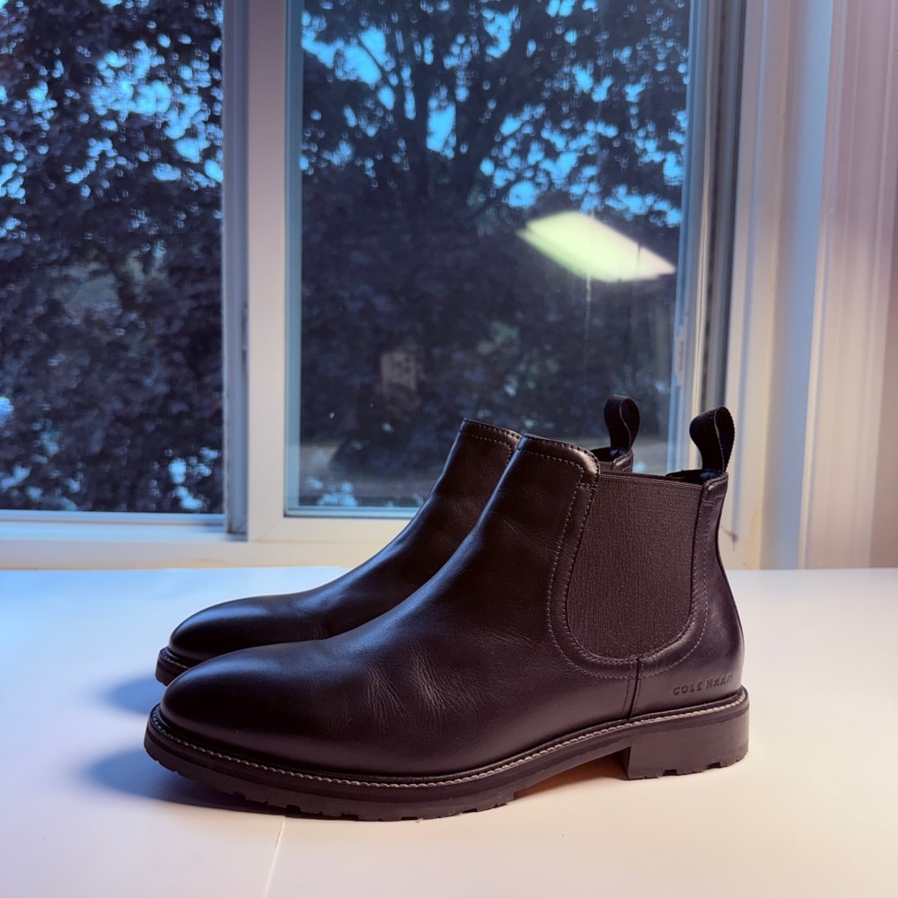 COLE HAAN MENS BLACK BERKSHIRE LUG CHELSEA BOOT SIZE 8 MEDIUM - Picture 14 of 14